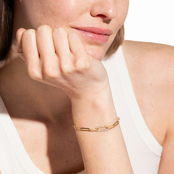 Bracelet Maillon Or Jaune Et Diamants