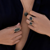 Bague Ginette NY Disc Ring Obsidienne Dorée