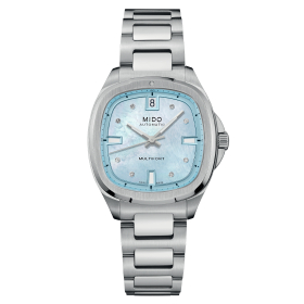 Montre Mido Multifort TV 35 Cadran Nacre Bleue Index Diamants