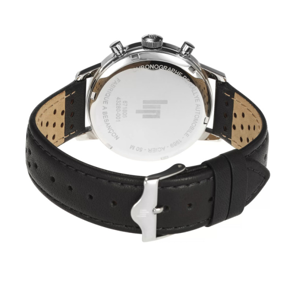 Montre Lip Rallye 39 Chrono Cadran Ninja Bracelet Cuir Noir