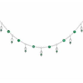 Collier Stone Paris Hope Or Blanc Diamants et Emeraudes