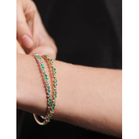 Bracelet Stone Paris Hope Or Blanc Diamants et Emeraudes