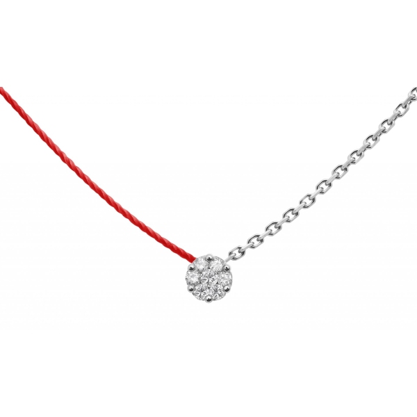 Collier Redline ILLUSIONDiamant 0.05ct Fil Rouge Chaîne Or Blanc