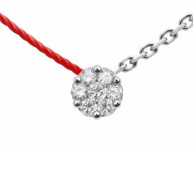 Collier Redline ILLUSIONDiamant 0.05ct Fil Rouge Chaîne Or Blanc