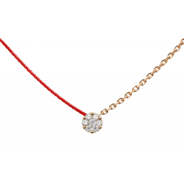 Collier Redline ILLUSIONDiamant 0.05ct Fil Rouge Chaîne Or Rose