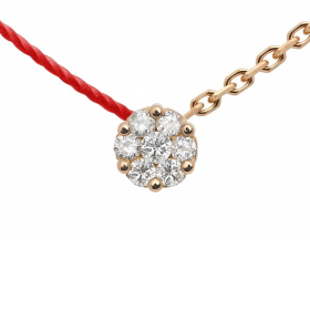 Collier Redline ILLUSIONDiamant 0.05ct Fil Rouge Chaîne Or Rose