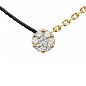 Collier Redline ILLUSIONDiamant 0.05ct Fil Noir Chaîne Or Jaune