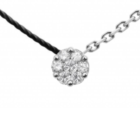Collier Redline ILLUSIONDiamant 0.05ct Fil Noir Chaîne Or Blanc