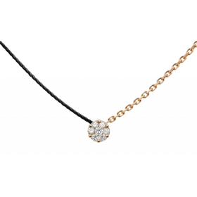 Collier Redline ILLUSIONDiamant 0.05ct Fil Noir Chaîne Or Rose