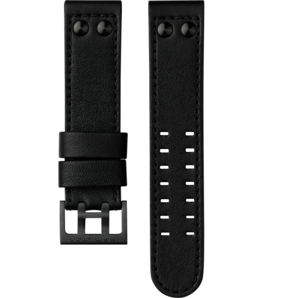 Bracelet Hamilton 22mm Khaki Aviation Cuir Noir