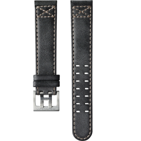 Bracelet Hamilton 19mm Khaki Aviation Cuir Noir