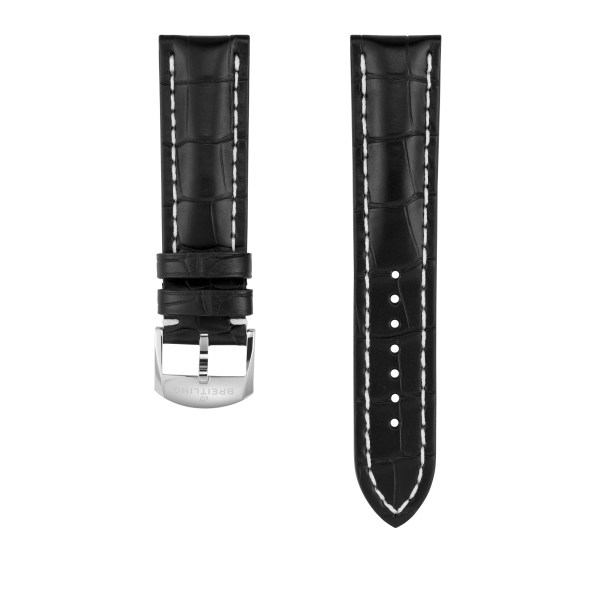BRACELET BREITLING EN CUIR D’ALLIGATOR NOIR - 22 MM