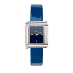 Montre Poiray Ma Première Mini Acier Cadran Bleu Bracelet Veau Vernis Bleu