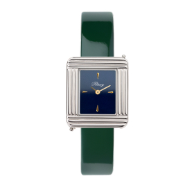 Montre Poiray Ma Première Mini Acier Cadran Bleu Bracelet Veau Vernis Vert