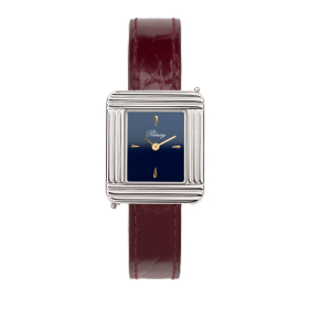 Montre Poiray Ma Première Mini Acier Cadran Bleu Bracelet Alligator Brun