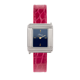 Montre Poiray Ma Première Mini Acier Cadran Bleu Bracelet Alligator Rose