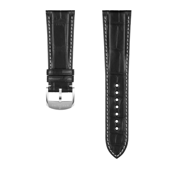 BRACELET BREITLING EN CUIR D’ALLIGATOR NOIR - 24 MM