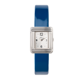 Montre Poiray Ma Première Mini Acier Cadran Soleillé Bracelet Veau Vernis Bleu