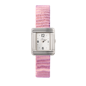 Montre Poiray Ma Première Mini Acier Cadran Soleillé Bracelet Chèvre Rose