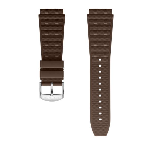 BRACELET ROULEAUX BREITLING EN CAOUTCHOUC MARRON - 22 MM