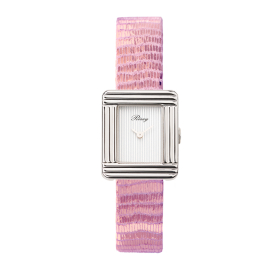 Montre Poiray Ma Première Mini Acier Cadran Ligné Bracelet Chèvre Rose