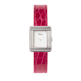 Montre Poiray Ma Première Mini Acier Cadran Ligné Bracelet Alligator Rose