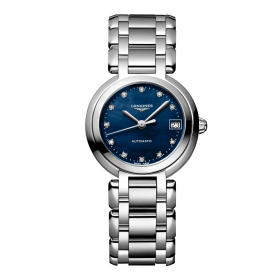 Montre Longines PrimaLuna 26.5mm Cadran Nacre Bleue Index Diamants