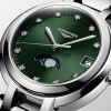 Montre Longines PrimaLuna Moonphase Cadran Vert Index Diamants