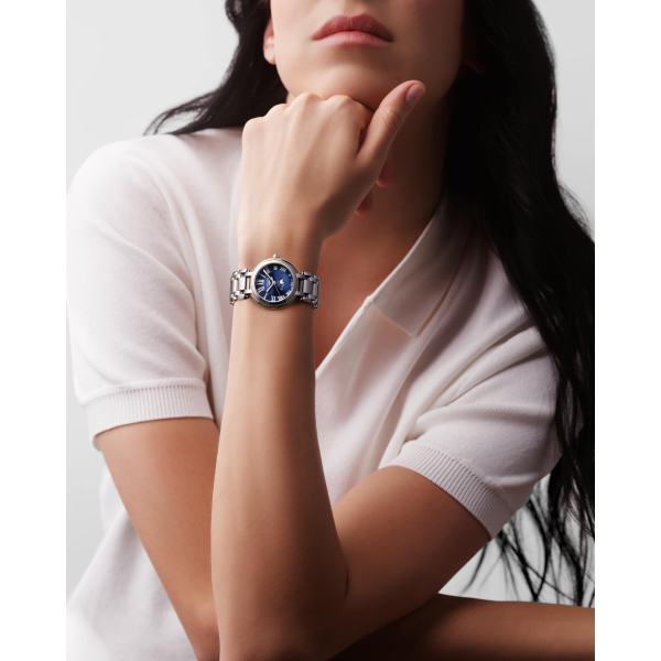 Montre Longines PrimaLuna Moonphase Cadran Bleu Index chiffres Romains