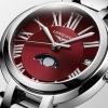 Montre Longines PrimaLuna Moonphase Cadran Rouge Index chiffres Romains