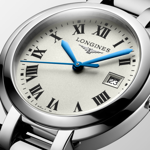 Montre Longines PrimaLuna Quartz Cadran Argent Index Chiffres Romains