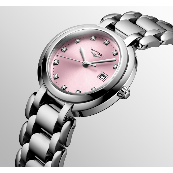 Montre Longines PrimaLuna Quartz Cadran Rose Index Diamants
