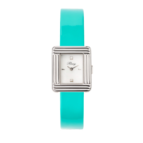 Montre Poiray Ma Première Mini Acier Cadran Serti Bracelet Veau Vernis Turquoise