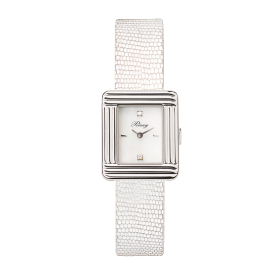 Montre Poiray Ma Première Mini Acier Cadran Serti Bracelet Chèvre Blanc