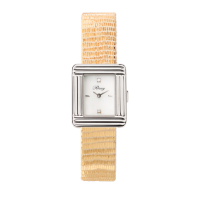 Montre Poiray Ma Première Mini Acier Cadran Serti Bracelet Chèvre Doré