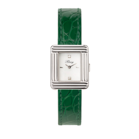 Montre Poiray Ma Première Mini Acier Cadran Serti Bracelet Alligator Vert