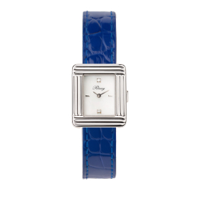 Montre Poiray Ma Première Mini Acier Cadran Serti Bracelet Alligator Bleu
