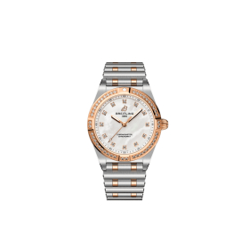 Montre Femme Breitling 28 Cadran Nacre Noire Or Rose Diamants