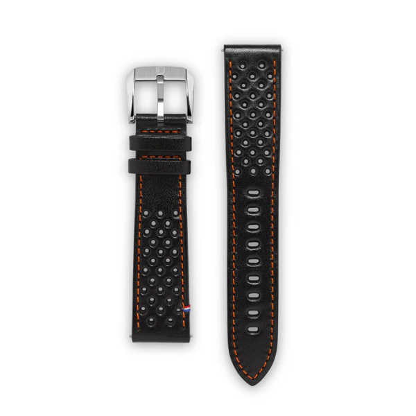 Bracelet Depancel Cuir - Racing Noir surpiqûre Orange