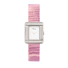 Montre Poiray Ma Première Mini Acier Serti Diamants Bracelet Chèvre Rose