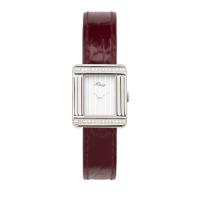 Montre Poiray Ma Première Mini Acier Serti Diamants Bracelet Alligator Bordeaux