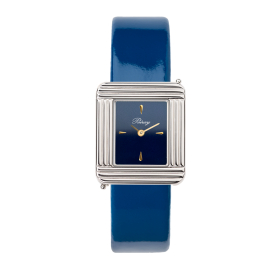 Montre Poiray Ma Première Acier Cadran Bleu Bracelet Veau Vernis Bleu