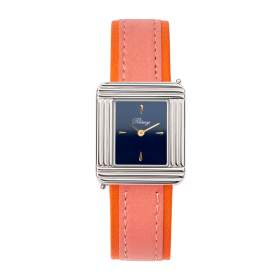 Montre Poiray Ma Première Acier Cadran Bleu Bracelet Veau Sellier Rose