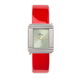 Montre Poiray Ma Première Acier Cadran Vert Bracelet Veau Vernis Rouge