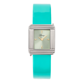 Montre Poiray Ma Première Acier Cadran Vert Bracelet Veau Vernis Turquoise