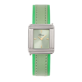 Montre Poiray Ma Première Acier Cadran Vert Bracelet Veau Sellier Olive