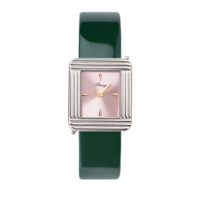 Montre Poiray Ma Première Acier Cadran Rose Bracelet Veau Vernis Vert