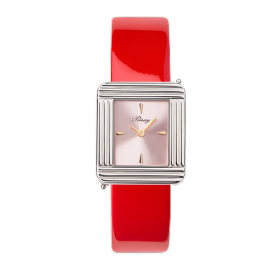 Montre Poiray Ma Première Acier Cadran Rose Bracelet Veau Vernis Rouge
