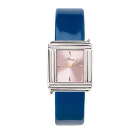 Montre Poiray Ma Première Acier Cadran Rose Bracelet Veau Vernis Bleu
