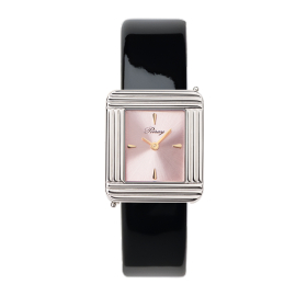 Montre Poiray Ma Première Acier Cadran Rose Bracelet Veau Vernis Noir
